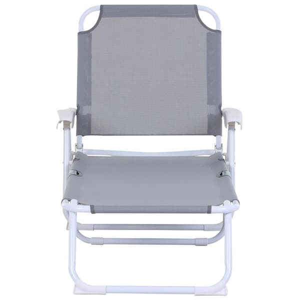 Rootz Däckstol - Lounge Chair - Solstol - Hopfällbar - 4-lagers - Armstöd - Mesh - Tyg - Grå - 160 x 66 x 80 cm