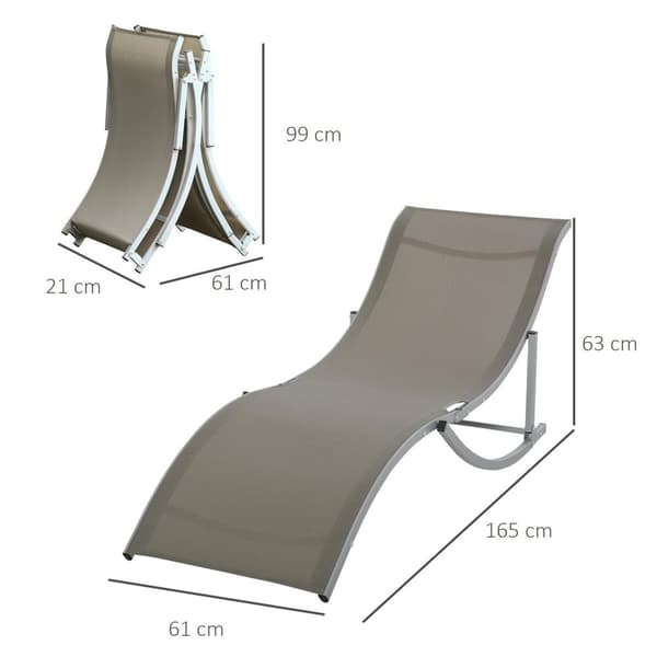 Rootz Trädgårdsstol - Solstol - Aluminium - Silver Vit / Ljusgrå - 165 x 61 x 63 cm