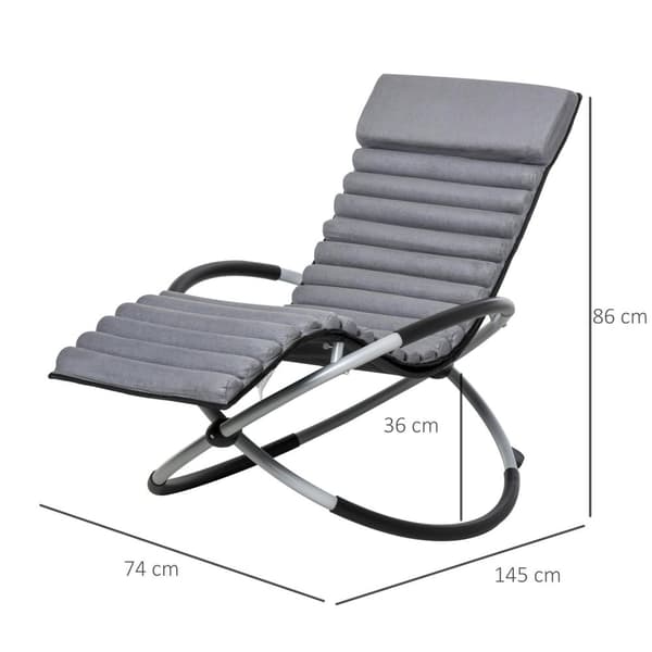 Rootz Havestol - Liggestol - Metal - Sølv Hvid/Sort/Mørkegrå - 145 x 74 x 86 cm