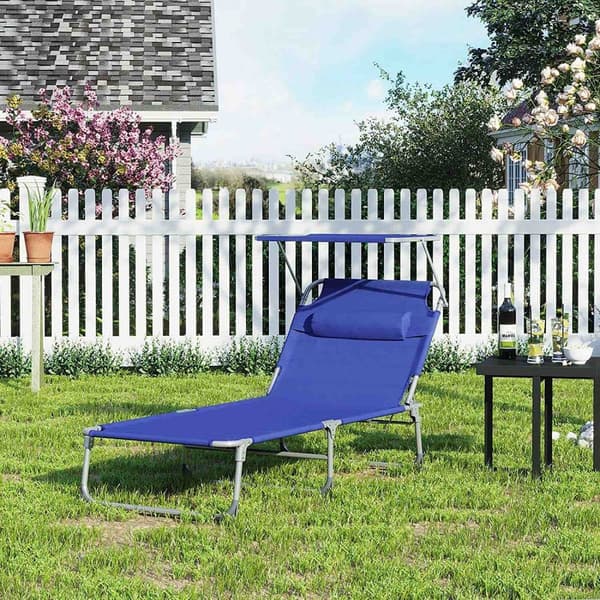 Rootz Solstol - Soltak - Solstol - Nackstöd - Justerbart ryggstöd - Järn - Plast - Blå - 71 x 200 x 38 cm