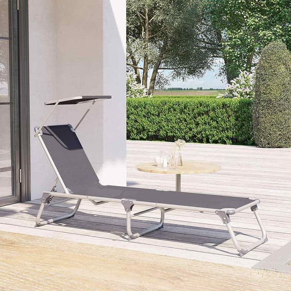Rootz liggestol - soltag. - Strandseng - Justerbart ryglæn - Antracit - 55 x 193 x 31 cm