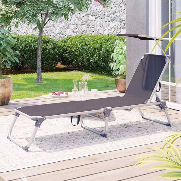 Rootz liggestol - soltag. - Strandseng - Justerbart ryglæn - Antracit - 55 x 193 x 31 cm