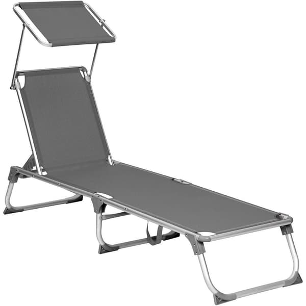 Rootz liggestol - soltag. - Strandseng - Justerbart ryglæn - Antracit - 55 x 193 x 31 cm