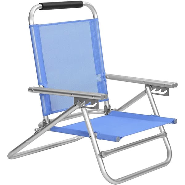Rootz Strandstol - Foldestol - Campingstol - Justerbar - Armlæn - Åndbar - Blå - Aluminium - Syntetisk fiber - 57 x 59 x 71 cm