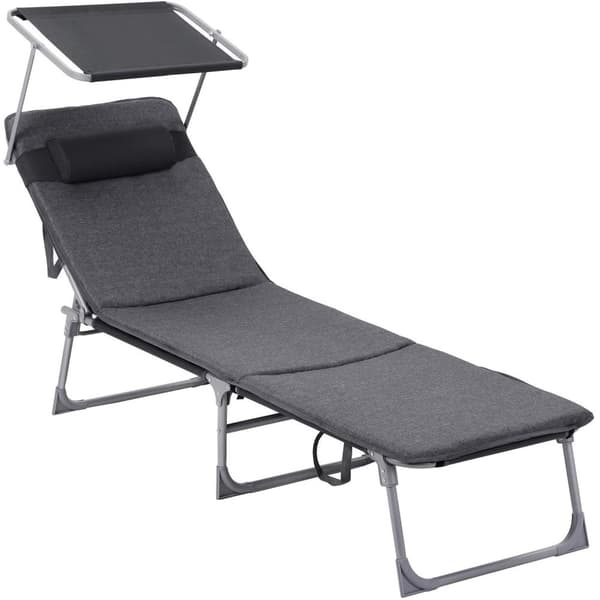 Rootz Solstol - Nackstöd - Soltak - Justerbart ryggstöd - Mörkgrå - 53 x 193 x 29,5 cm