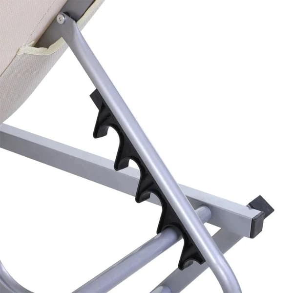 Rootz Sun Lounger - Beach Lounger - Garden Lounger - Relaxation Lounger - Aluminum - Cream - 163L x 58.5W x 91H cm