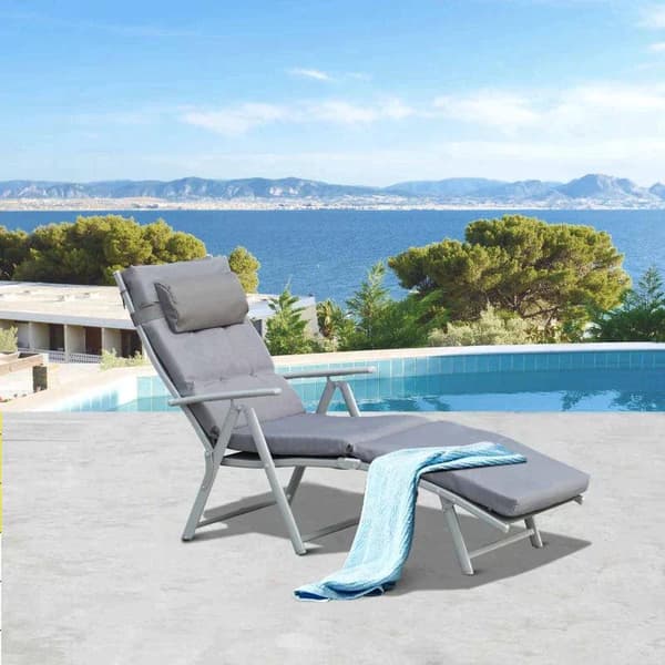 Rootz Solstol - Strandsäng - Trädgårdssäng - Fällbar - Justerbar - Grå - 137 X 63,5 X 100,5 Cm