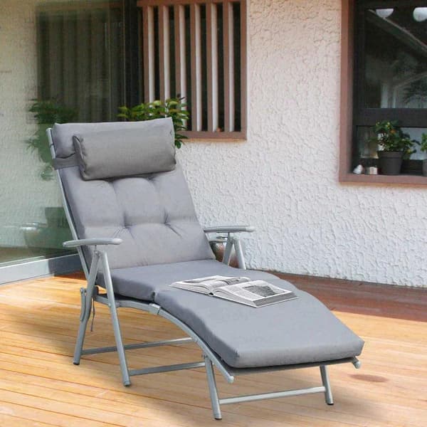 Rootz Solstol - Strandsäng - Trädgårdssäng - Fällbar - Justerbar - Grå - 137 X 63,5 X 100,5 Cm
