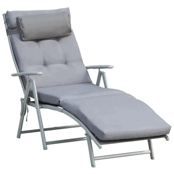 Rootz Solstol - Strandsäng - Trädgårdssäng - Fällbar - Justerbar - Grå - 137 X 63,5 X 100,5 Cm