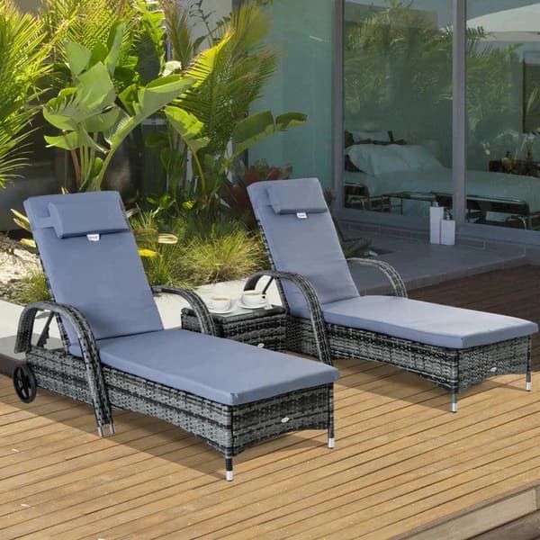 Rootz Solstol - Trädgårdssäng - Trädgårdsmöbler - Solstol - Solstol - Polyrattan/Metallgrå