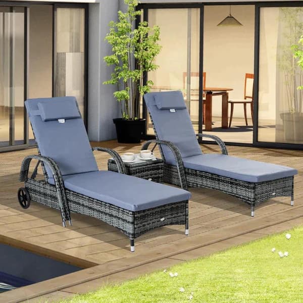 Rootz Solstol - Trädgårdssäng - Trädgårdsmöbler - Solstol - Solstol - Polyrattan/Metallgrå