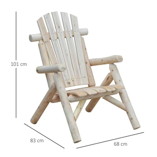 Rootz Garden Chair - Wooden Chair - Lounge Chair - Outdoor Lounge Chair - Natural Wood - 83 X 68 X 101cm