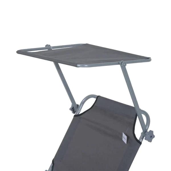 Rootz aurinkotuoli - puutarhatuoli - rantatuoli - Wellness lepotuoli - Taitettava - Aurinkosuoja - Säädettävä lepotuoli - Harmaa - 187L X 58W X 36H CM