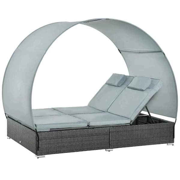 Rootz Dubbel Solstol - Solstol - Soltak - Trädgårdssäng - Stål/Polyester - Grå - 196 x 137 x 36,5 cm