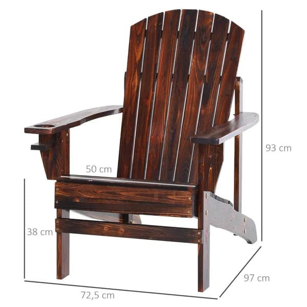 Rootz Trädgårdsstol - Adirondack Stol - Solstol - Balkongstol - Trä - 72,5 x 97 x 93 cm