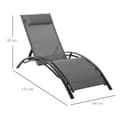 Miniatyrbillede 3 af 8: Rootz Sun Lounger - Havesenge - Relax Lounger - Med Bolster - Aluminium/Textilene/Polyester - Grå - 171L x 64W x 82H cm