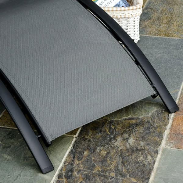 Rootz Sun Lounger - Havesenge - Relax Lounger - Med Bolster - Aluminium/Textilene/Polyester - Grå - 171L x 64W x 82H cm