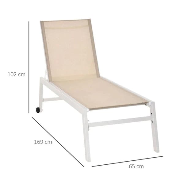 Rootz Trädgårdsstol - Solstolar - Tygstolar - Gräddvit - 202 x 65 x 43 cm