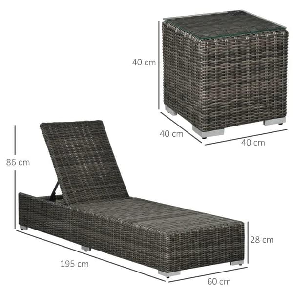 Rootz liggestole - liggestole - havestole - stofstole - grå - 60 x 195 x 86 cm