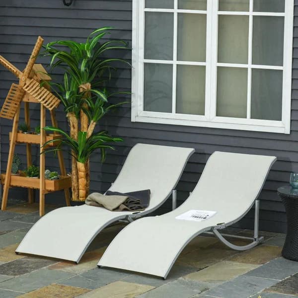 Rootz Solstol - Solstolar - Trädgårdsstolar - Tygstolar - Beige - 165 x 61 x 63 cm