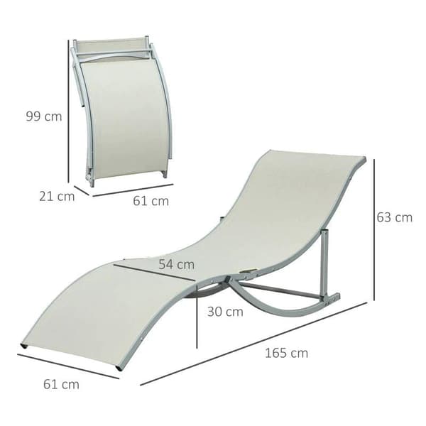 Rootz Solstol - Solstolar - Trädgårdsstolar - Tygstolar - Beige - 165 x 61 x 63 cm