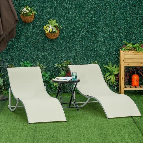 Rootz Solstol - Solstolar - Trädgårdsstolar - Tygstolar - Beige - 165 x 61 x 63 cm