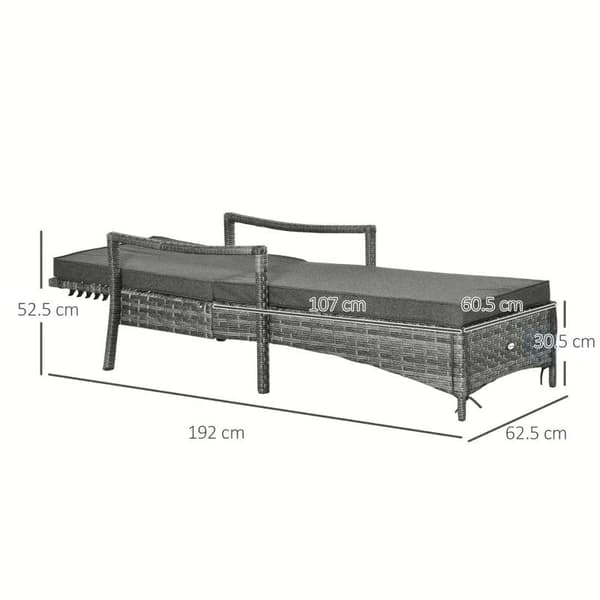 Rootz Lounge Chair - Solstol - Trädgårdsstol - Strandstol - Grå - 192 cm x 62,5 cm x 52,5 cm
