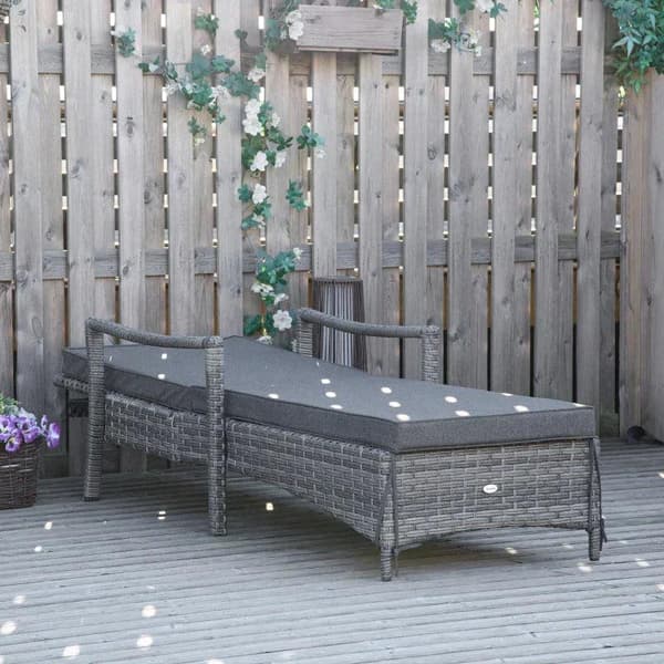 Rootz Lounge Chair - Solstol - Trädgårdsstol - Strandstol - Grå - 192 cm x 62,5 cm x 52,5 cm
