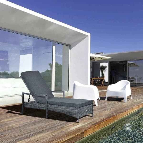 Rootz Lounge Chair - Solstol - Trädgårdsstol - Strandstol - Grå - 192 cm x 62,5 cm x 52,5 cm