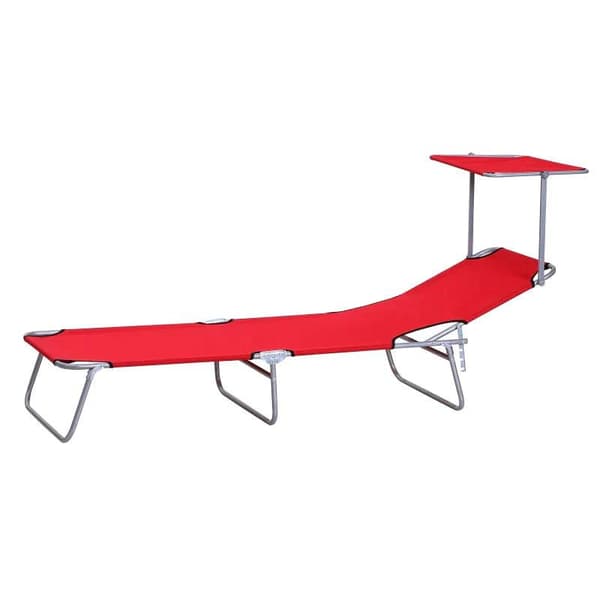 Rootz Solseng - Haveseng - Wellness liggestol - Strandseng - Solbeskyttelse - Rød - 187 x 58 x 36 cm