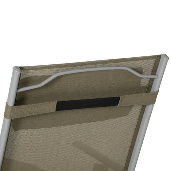 Rootz Solseng - Liggestol - Haveseng - 7 Positioner - Justerbar - Strandseng med pude - Sammenfoldelig - Mesh Metal - Grå + Sølv - 137 x 63,5 x 100,5