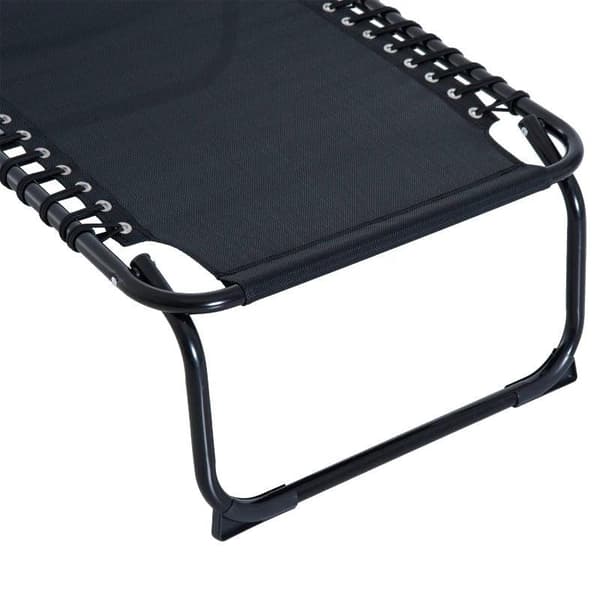 Rootz Solstol - Hopfällbar trädgårdssäng - Fällbar trädgård 4-stegs ryggstöd - Justerbar - Stål - Meshtyg - Svart - 197 x 58 x 76 cm