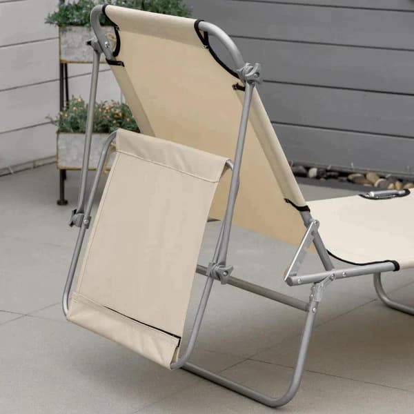 Rootz Solseng - Haveseng - Wellness liggestol - Strandseng - Sammenklappelig med solafskærmning - Beige - 187 x 58 x 36 cm