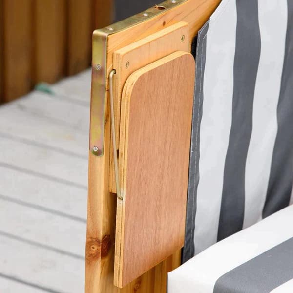Rootz Beach Chair - Dubbel solstol med tak - Dubbel solstol med mugghållare - schäslong - 5-nivå ryggstöd - PE rotting - Grå + vit - 118 x 79 x 160 cm