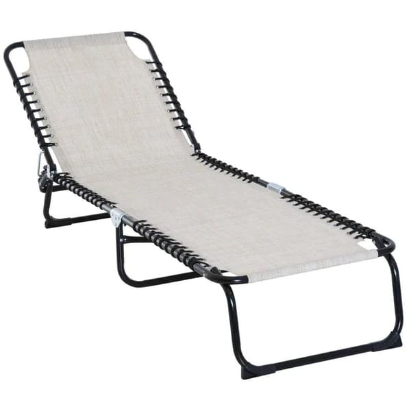 Rootz aurinkotuoli - Taitettava aurinkotuoli - Rantatuoli - 4-tasoinen selkänoja - Beige - 197 cm x 58 cm x 76 cm