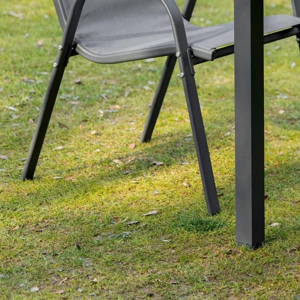 Rootz Havestol - Sæt med 2 havestole med armlæn - Have spisestuestole - Metal - Åndbart netstof - Grå - 70 x 54 x 90 cm