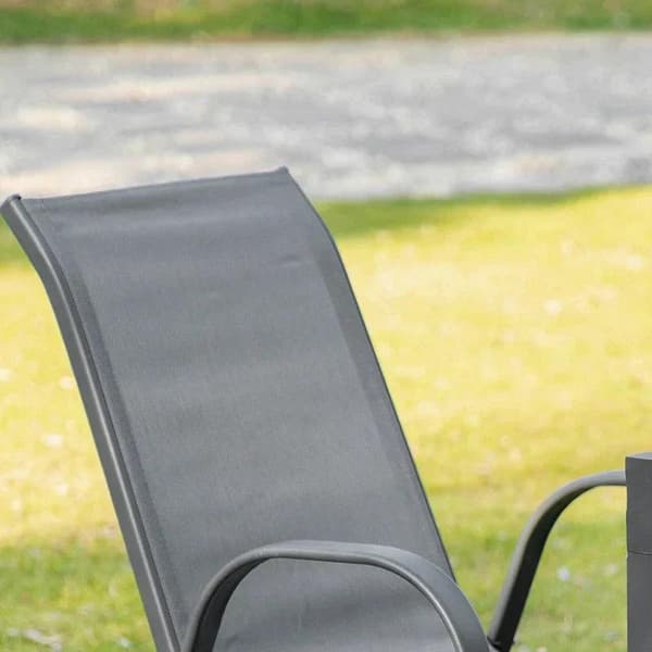 Rootz Havestol - Sæt med 2 havestole med armlæn - Have spisestuestole - Metal - Åndbart netstof - Grå - 70 x 54 x 90 cm
