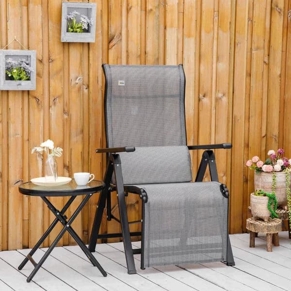Rootz Solstol - Zero Gravity Stol - Solstol - Solstol - Trädgårdsstol - 9 positioner Justerbar - Viktlös solstol - Svart/Grå - 70 x 65 x 111 cm