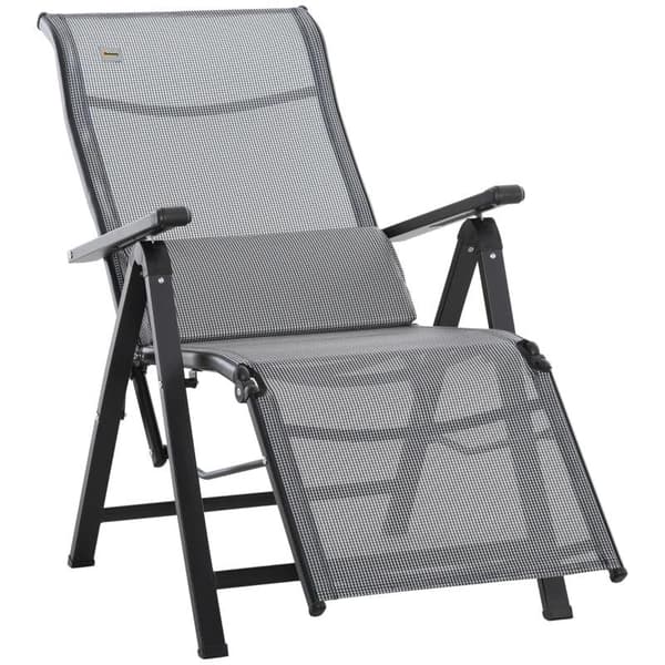 Rootz Solstol - Zero Gravity Stol - Solstol - Solstol - Trädgårdsstol - 9 positioner Justerbar - Viktlös solstol - Svart/Grå - 70 x 65 x 111 cm
