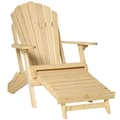 Miniatyrbillede 7 af 7: Rootz Havestol - Adirondack Havestol med Fodstøtte - Sammenklappelig liggestol - Udendørs havemøbler - Naturligt fyrretræ - 78 x 140 x 94 cm