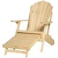 Miniatyrbillede 1 af 7: Rootz Havestol - Adirondack Havestol med Fodstøtte - Sammenklappelig liggestol - Udendørs havemøbler - Naturligt fyrretræ - 78 x 140 x 94 cm