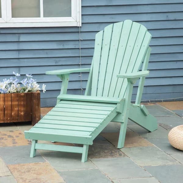 Rootz Adirondack Stol - Adirondack Havestol - Sammenklappelig liggestol - Med fodstøtte - Udemøbler - Fyrretræ - Grøn - 78 x 140 x 94 cm