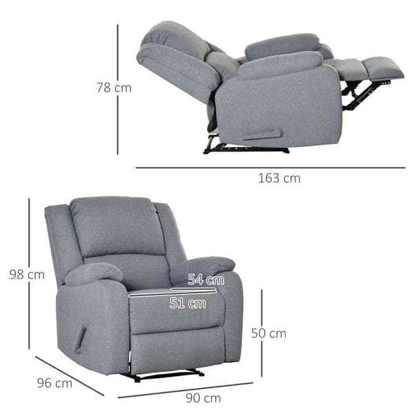 Rootz Lounge Chair - Avkopplingsstol - Fåtölj - Med liggfunktion - TV-fåtölj - TV-stol - Polyester - Grå - 90 x 96 x 98 cm