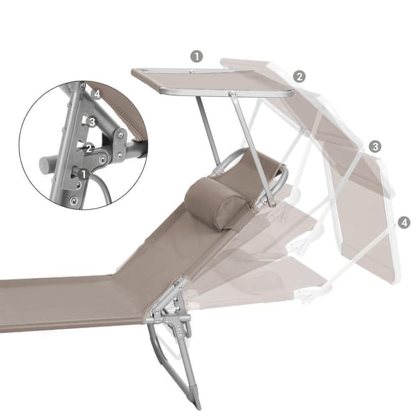 Rootz liggestol - Udendørs liggestol - Sammenklappelig liggestol - Justerbar liggestol - Havesolstol - Med justerbart ryglæn - Taupe - 53 x 193 x 29,5