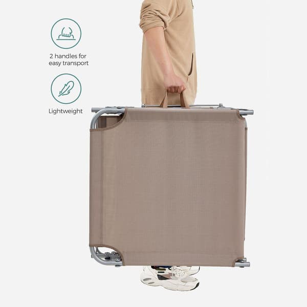 Rootz Solstol - Utomhussolstol - Fällbar solstol - Justerbar solstol - Trädgårdssolstol - Med tak - Taupe - 71 x 200 x 38 cm