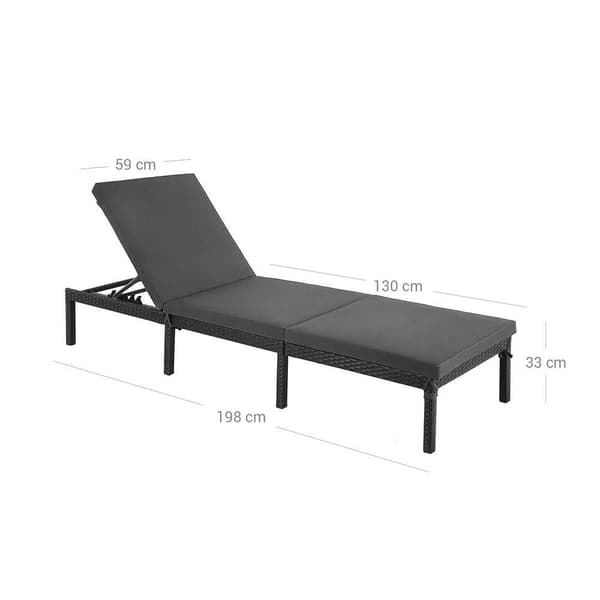 Rootz Solstol - Solstol i polyrotting - Solstol i pool - Solstol - Uteplats - Justerbar solstol - Trädgårdssäng - Strandstol - Snygg solstol - Svart -