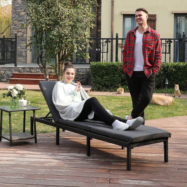 Rootz Solstol - Solstol i polyrotting - Solstol i pool - Solstol - Uteplats - Justerbar solstol - Trädgårdssäng - Strandstol - Snygg solstol - Svart -