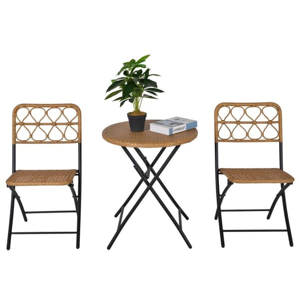 Rootz Havesiddegruppe - Bistrosæt - Sammenklappelig - Stål - Naturlig - 60 x 71 cm