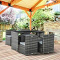 Miniatyrbillede 2 af 7: Rootz Havemøbelsæt - 5 stk Polyrattan Havemøbler - Spisestuesæt - Havesæt - Sofasæt - Stål/PE Polyrattan/Polyester - Grå