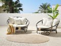 Miniatyrbillede 2 af 11: Sæt med 2 Daybed Sort Rattan med 6 Beige Puder Vejrbestandig Boho Traditionel Udendørs Patio